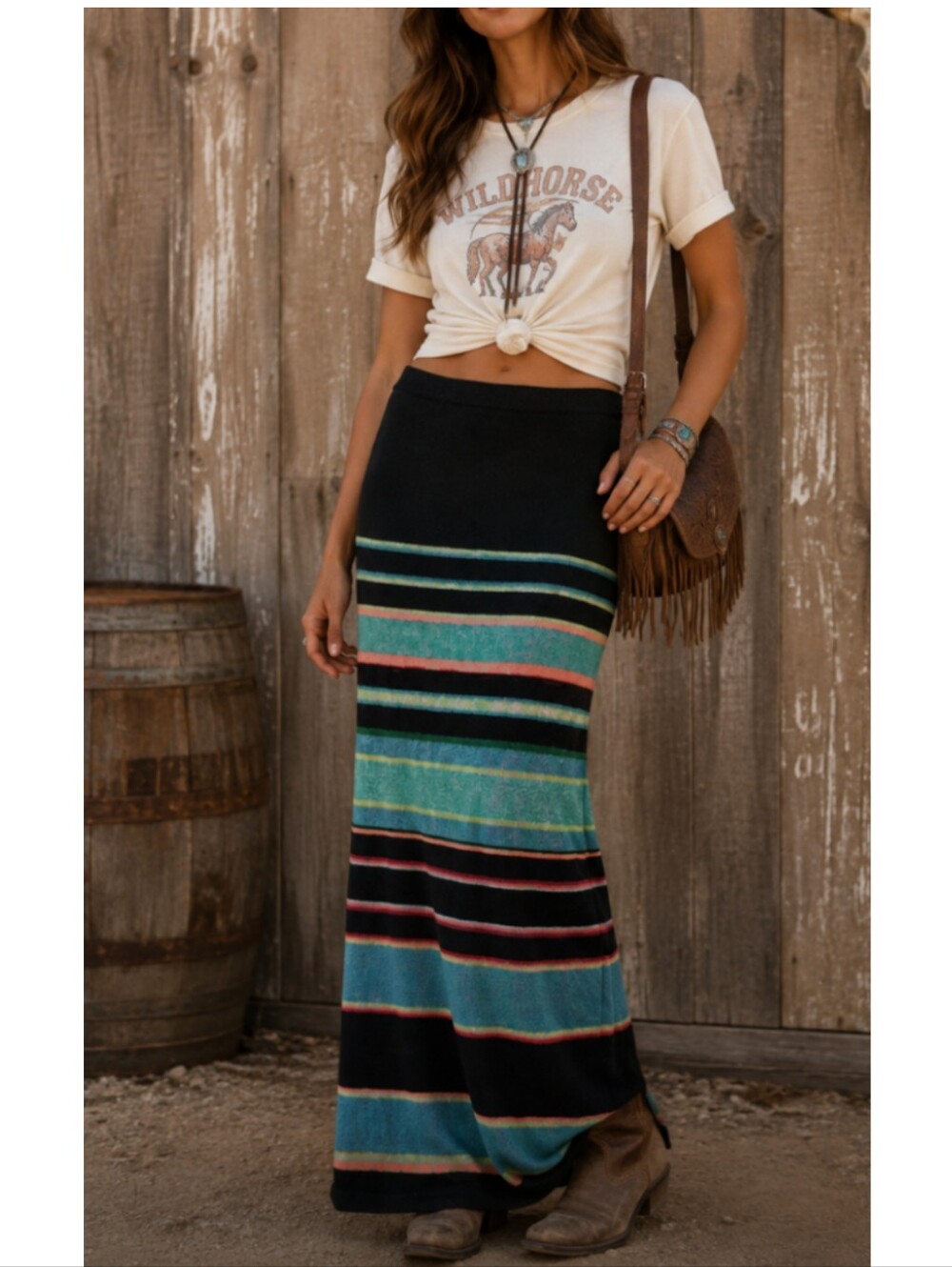 Double D Ranch Knit Striped Maxi Dress